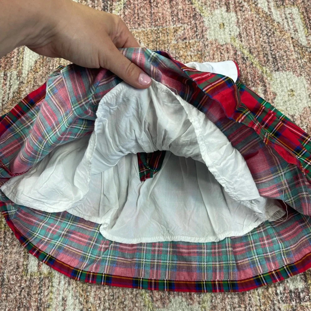 Cecil & Lou Plaid Christmas Dress with White Collar Monogram “C” Baby Size 12M